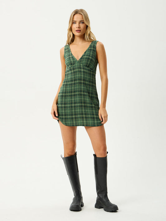 Lonnie - Hemp Seersucker Mini Dress | Hunter Green-Image 1