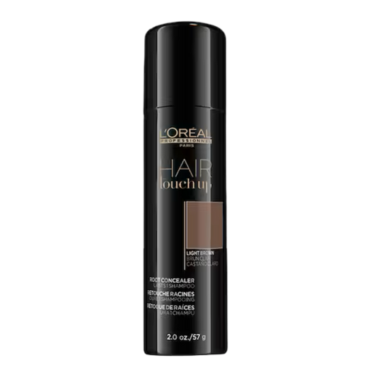 L'Oreal hair touch up spray can on a white background