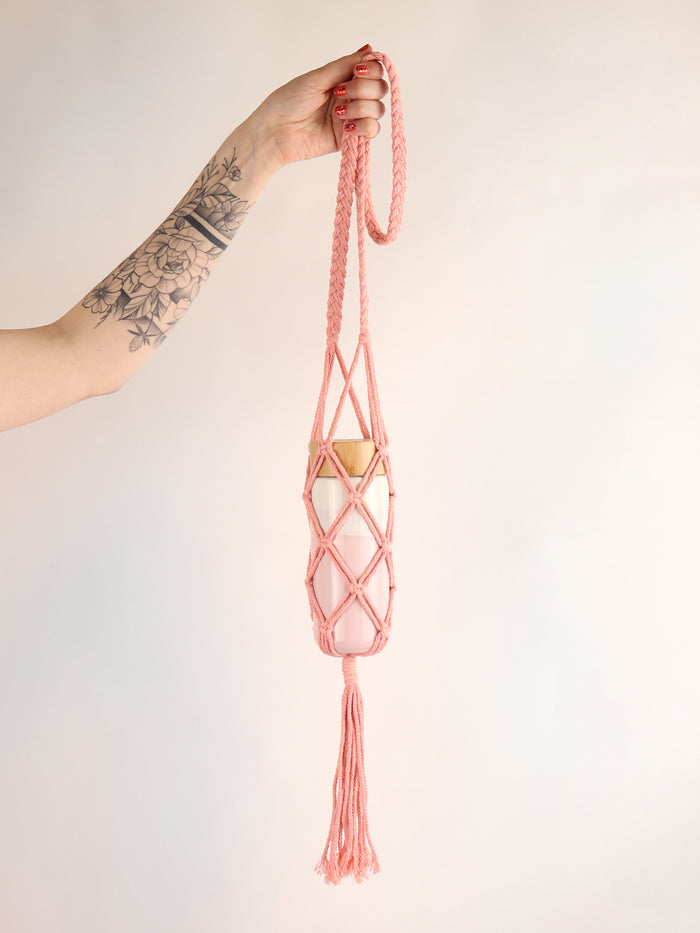 Macrame Bottle Holder | Pink-Image 2