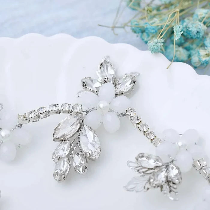 Wedding Hair Accessories - Silver Opal and Pearl Bridal Headband Vine