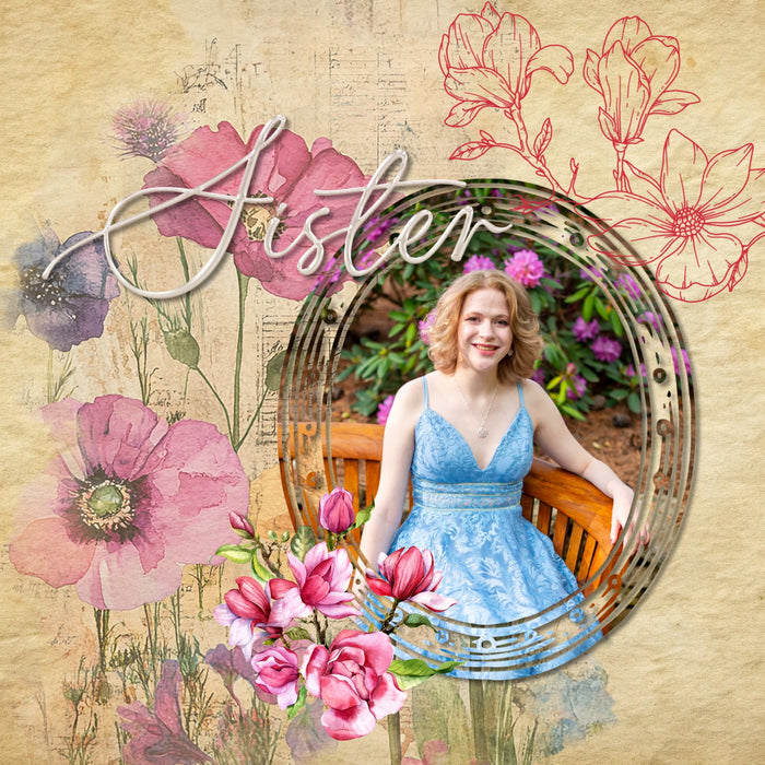 Capture the special moments of your wedding or flower garden with this mix of watercolor and hand drawn magnolias by Lucky Girl Creative digital art. Great for wedding invitations, save the date cards, albums, decor, and even spring and summer pages, too! This kit is included in the Flower Watercolor Bouquet Bundle 1.