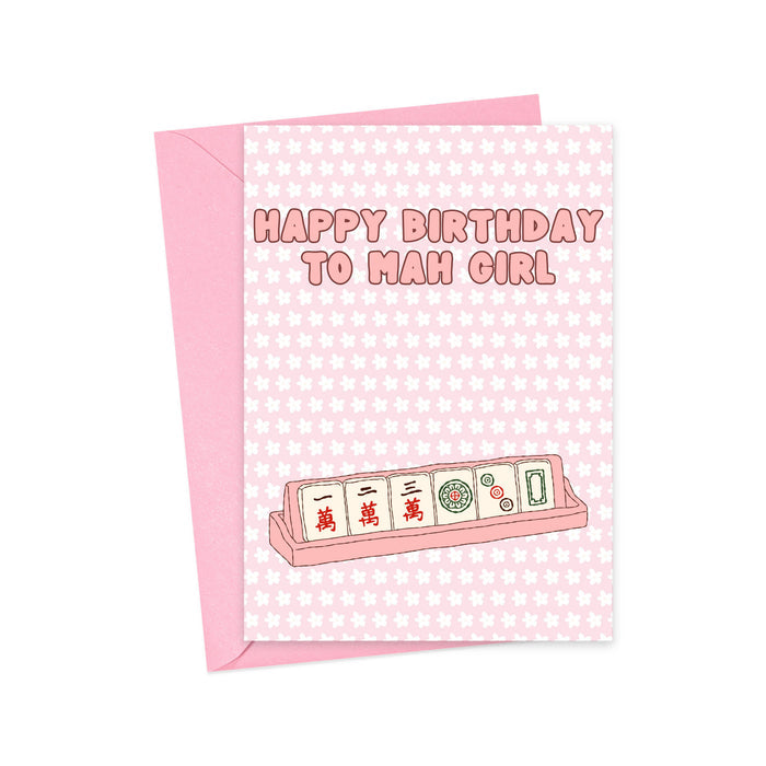 Mah Girl Mahjong Birthday Card