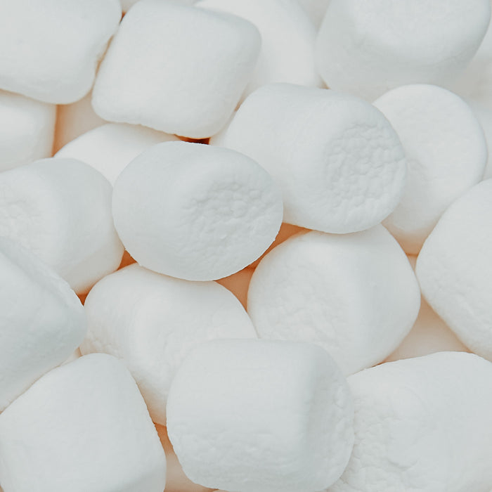 A close-up image of numerous white marshmallows filling the entire frame.