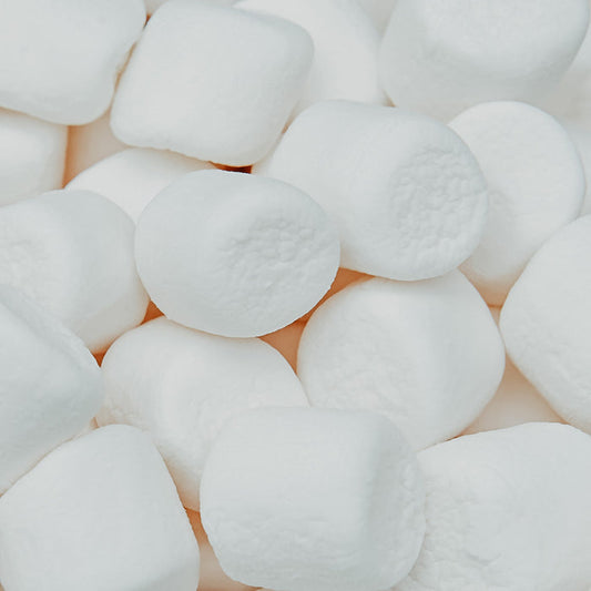 A close-up image of numerous white marshmallows filling the entire frame.