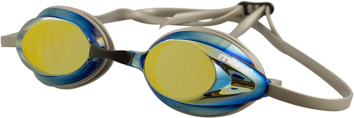 Maru Pulse Mirror anti-fog swim goggles in silver and blue