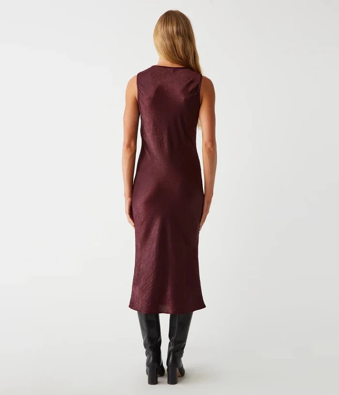 hammered satin midi dress