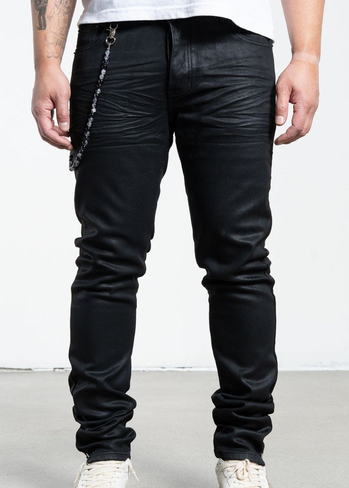 Midnight Black Wax Skinny Jeans (MB-005)