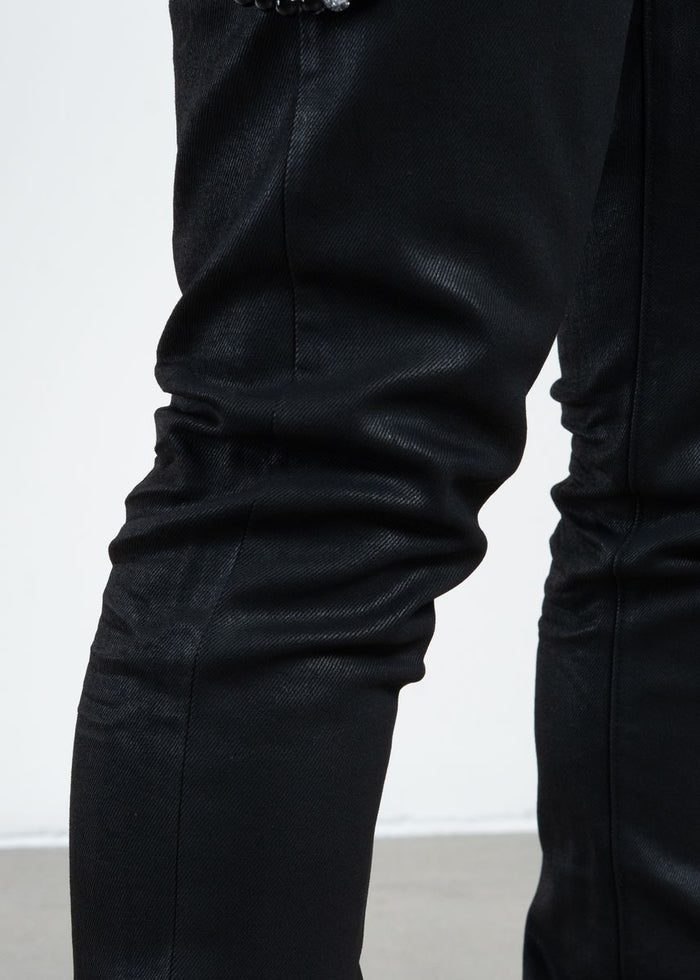 Midnight Black Wax Skinny Jeans (MB-005)