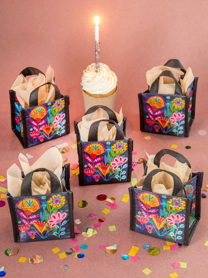 Mini Happy Bag, Set of 5 - Navy Folk Flower-view 1