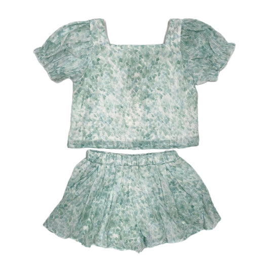 ML Kids Teal Watercolor Top and Short Set