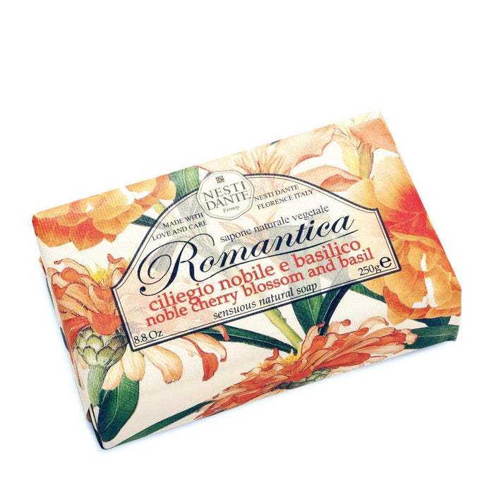 Cherry blossom & basil soap bar, 250g, Nesti Dante wrapped label