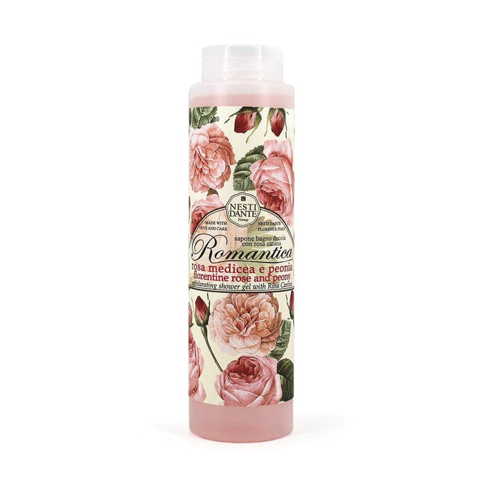 Shower gel 300 ml: rose & peony floral bottle label
