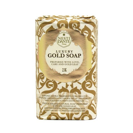 Nesti Dante Luxury Gold Bar Soap, 250 g, gold foil-patterned box