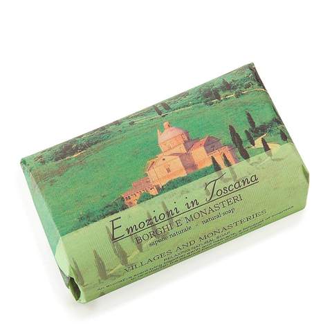 Villages & Monasteries soap 250 g with Tuscany illustration on wrapper