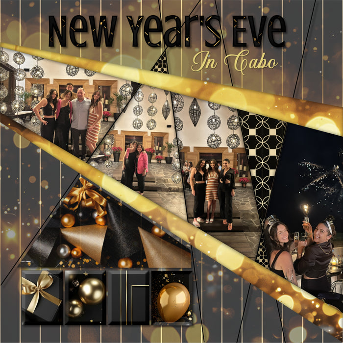 With elegant gold accents against black backgrounds, these digital scrapbooking papers by Lucky Girl Creative digital art are great for special occasions including New Year's, graduation, wedding, anniversary, black tie events, and more! This paper pack include 100 luxury, bokeh, fireworks, party, and patterned papers.