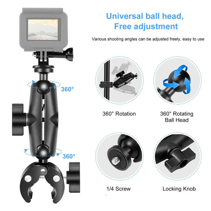 NNEIDS Universal Motorcycle Handlebar Mount For Action Cameras