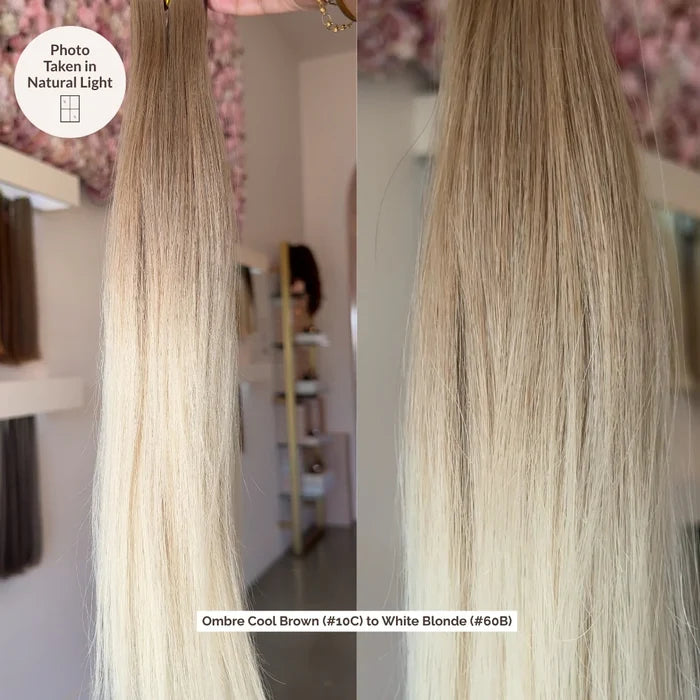 Ombre - Cool Brown (#10C) to White Blonde (#60B) 20" Keratin Tip