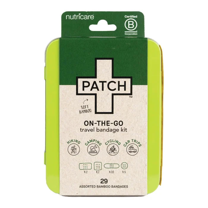 Patch On-The-Go travel bandage kit packaging on a white background