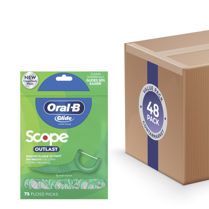Oral-B Glide Floss Picks with Scope Mint, 75ct - 48 Pack