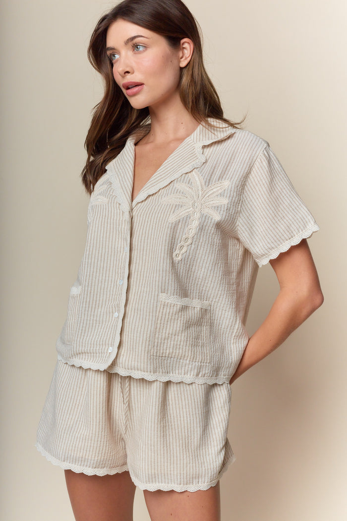 Palm Breeze Striped Lounge Set: Effortless Comfort & Style