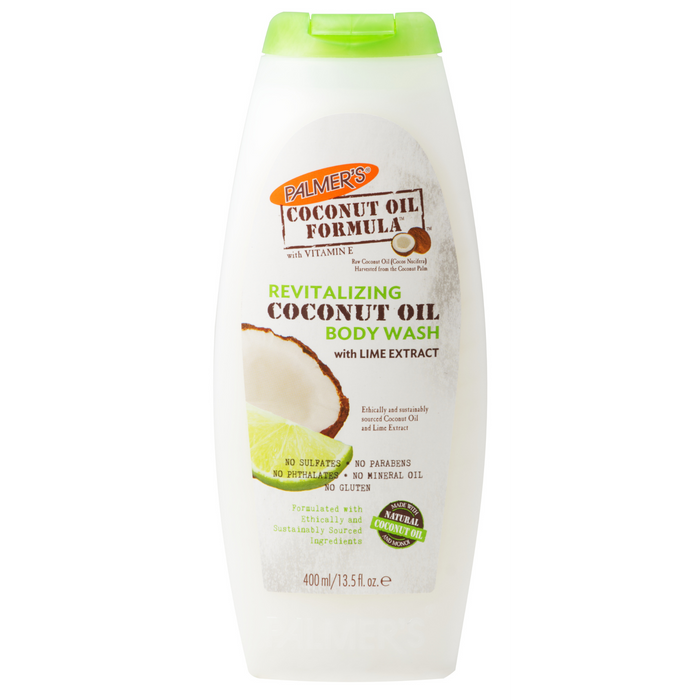 Palmer's Coconut Oil Formula body wash bottle on a white background
