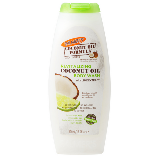 Palmer's Coconut Oil Formula body wash bottle on a white background