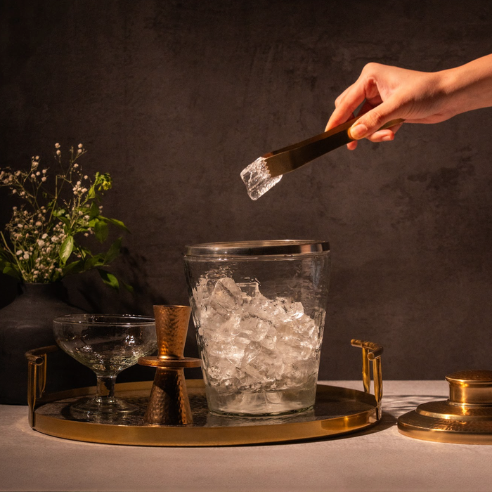 Pebbled Ice Bucket / Tongs Set - Magnolia Lane co. Home + Garden + Gift