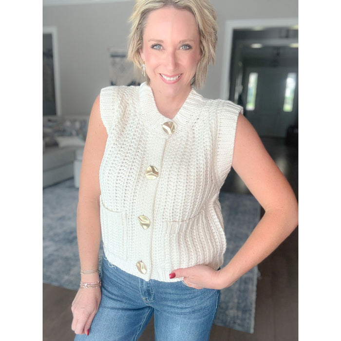 Petal + Gold Button Vest