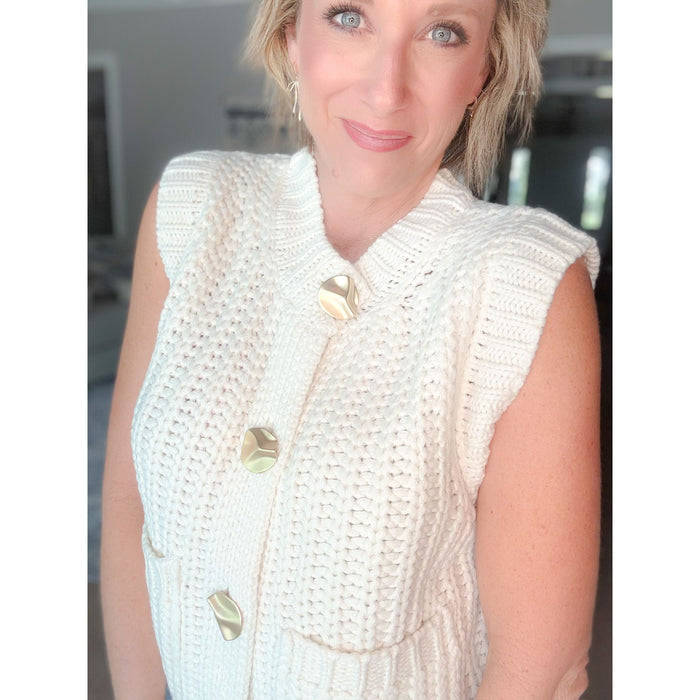 Petal + Gold Button Vest