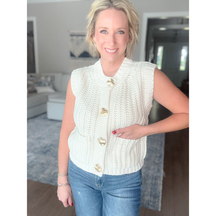 Petal + Gold Button Vest