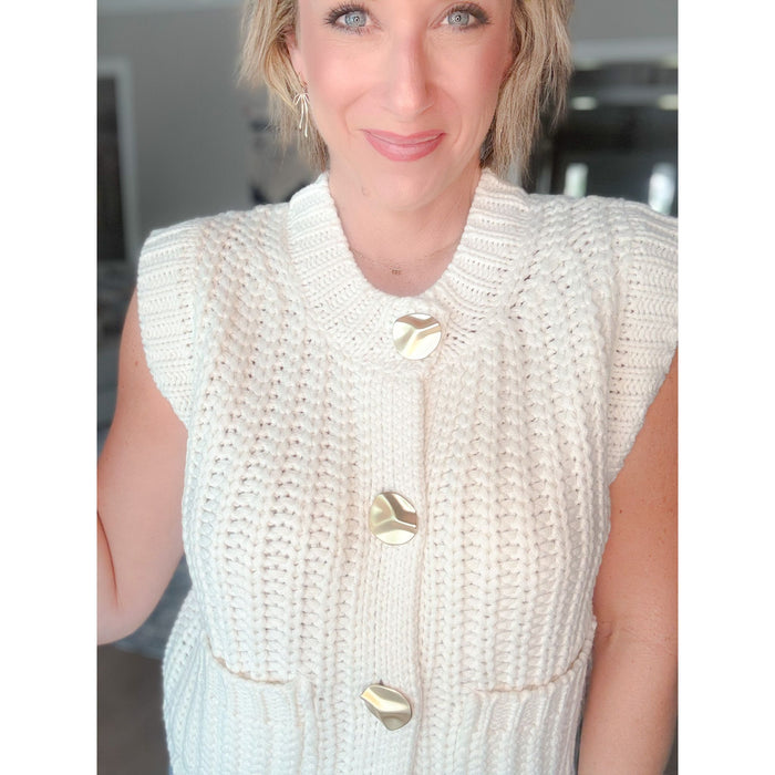 Petal + Gold Button Vest
