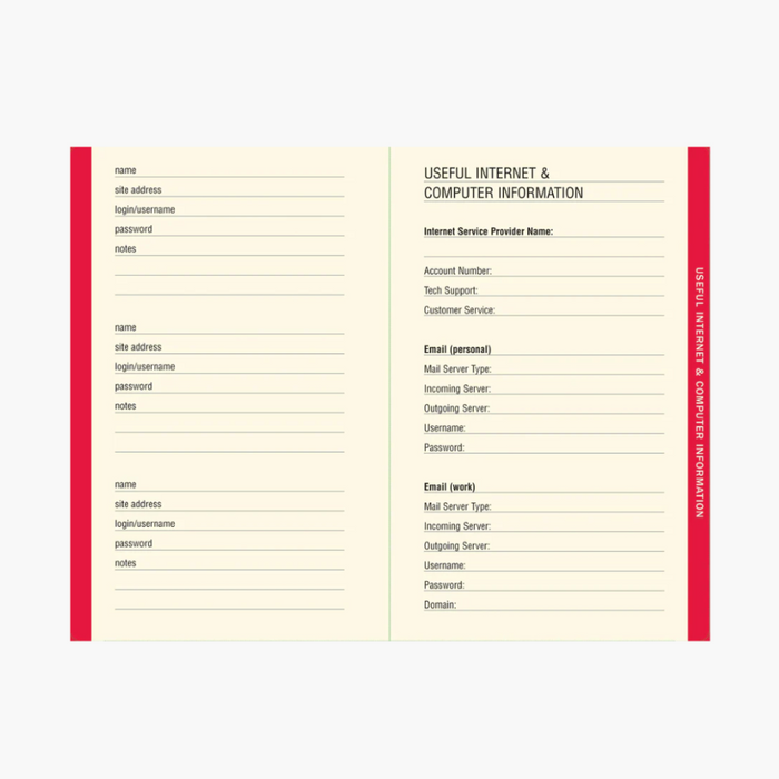 PETER PAUPER Internet Address & Password Logbook - Black