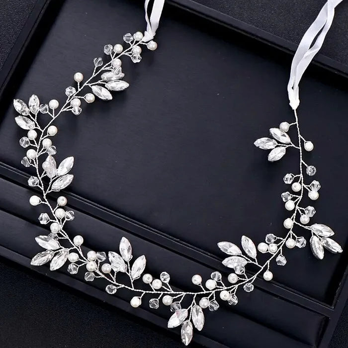 Wedding Hair Accessories - Pearl and Crystal Bridal Headband / Hair Vine