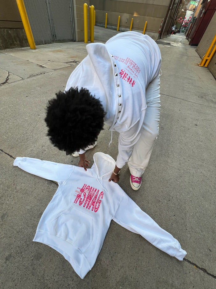 (Pink) Leopard print #SWAG Zip Up