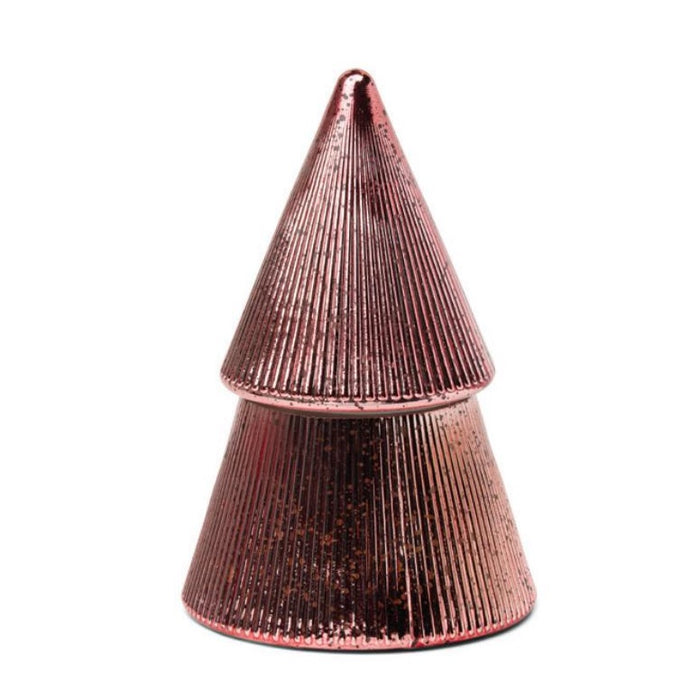 Pink Peppermint 7oz Ribbed Mercury Stacked Tree Candle