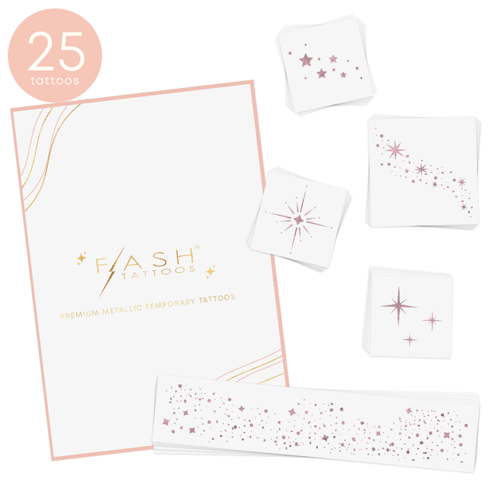 Pink Starlight Temporary Tattoo Variety Set of 25
