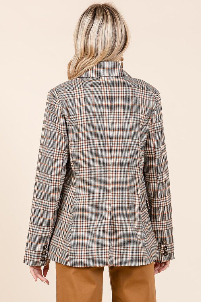 Plaid Double Breasted Relaxed Fit Blazer