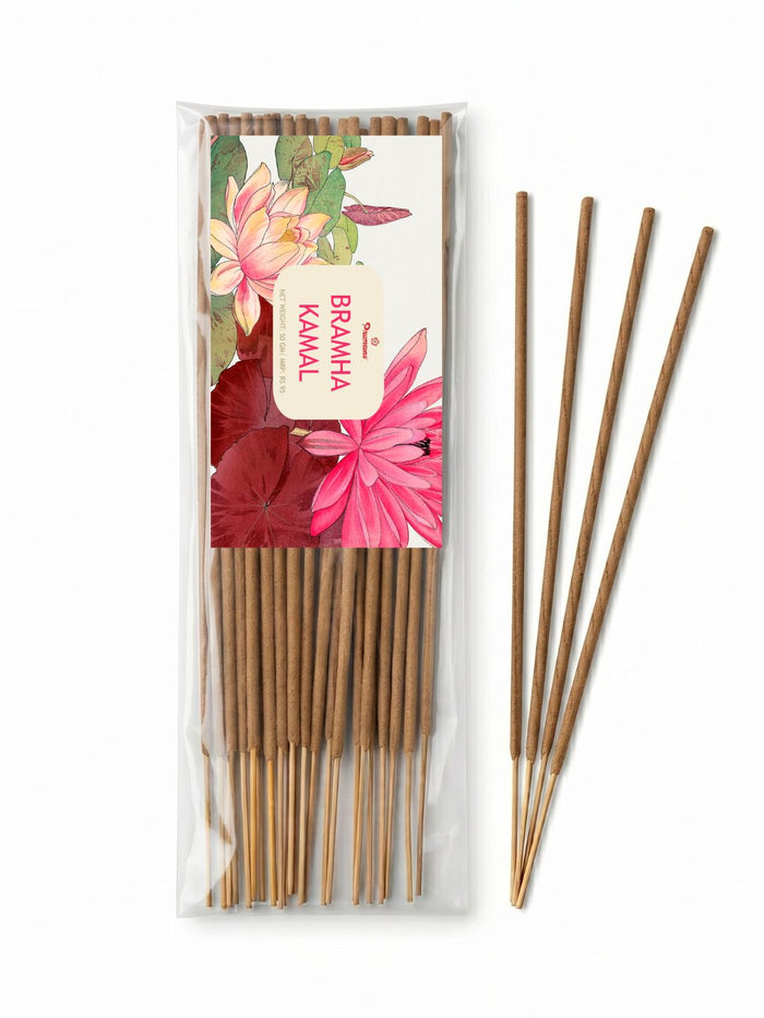 Brahmakamal fragrance incense sticks, sealed pack with pink floral label and bundle