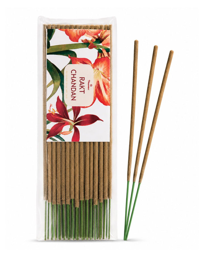 Incense stick pack of 3 with floral artwork and three brown wooden sticks