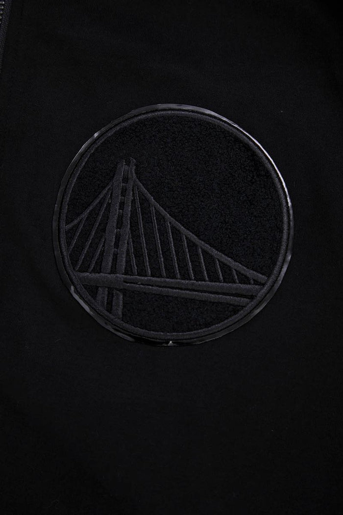 Pro Standard Golden State Warriors Triple Black Zip Up Hoodie featuring team logo embroidery