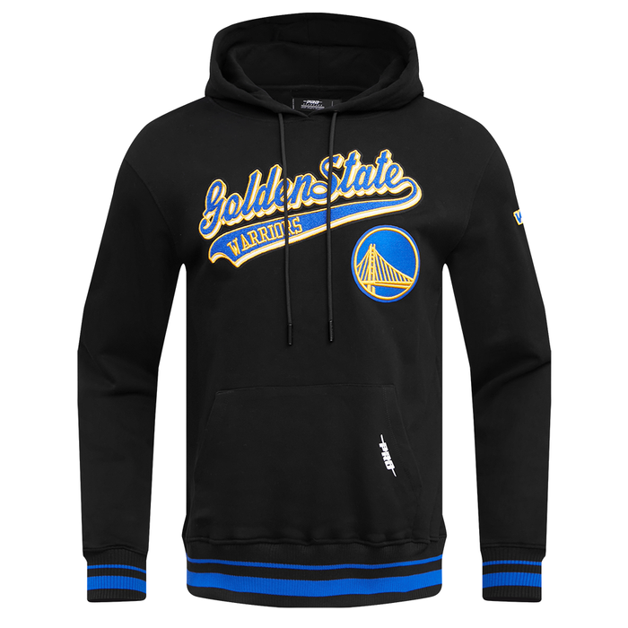 Pro Standard Golden State Warriors Script Tail Rib FLC PO Hoodie - Black with SKU BGW5515440-BRB