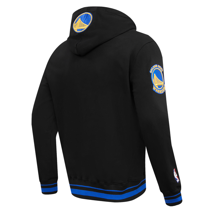 Black Pro Standard Golden State Warriors hoodie featuring bold team logo and script design