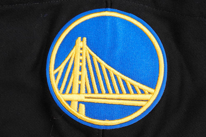 Black Golden State Warriors hoodie with rib-knit collar, cuffs, and waistband for a snug fit