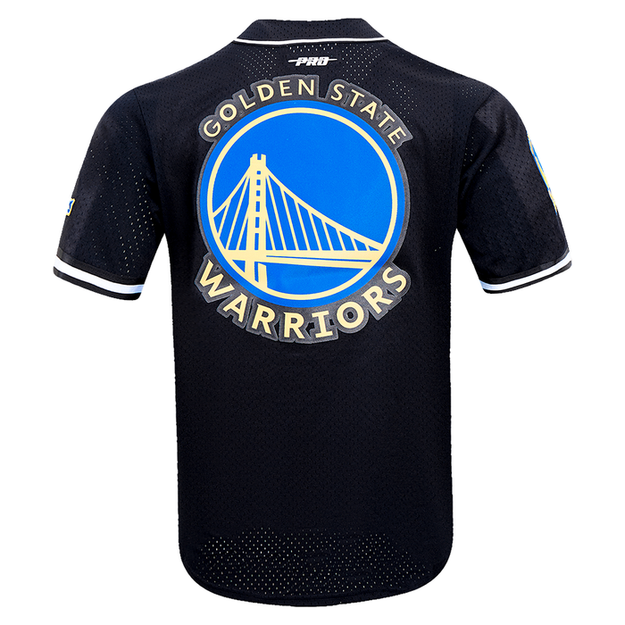 Pro Standard Golden State Warriors black script tail mesh button-up jersey with polyester fabric