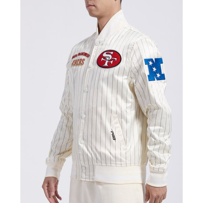 Officially licensed Pro Standard San Francisco 49ers Pinstripe Retro Satin Jacket