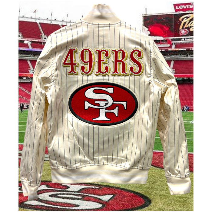 Exclusive Pro Standard San Francisco 49ers Pinstripe Retro Satin Jacket
