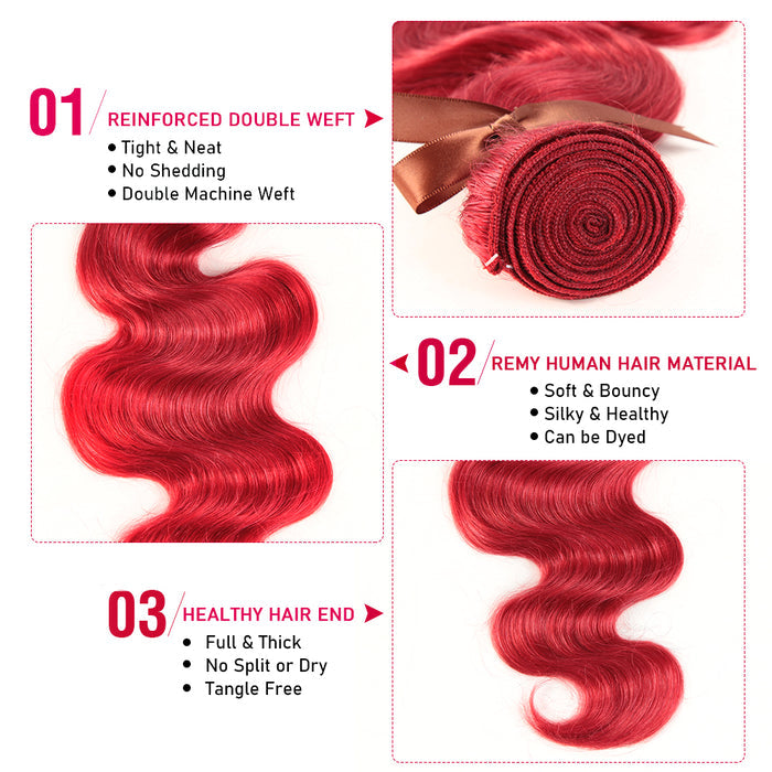 advantages of red color wavy human hair bundles