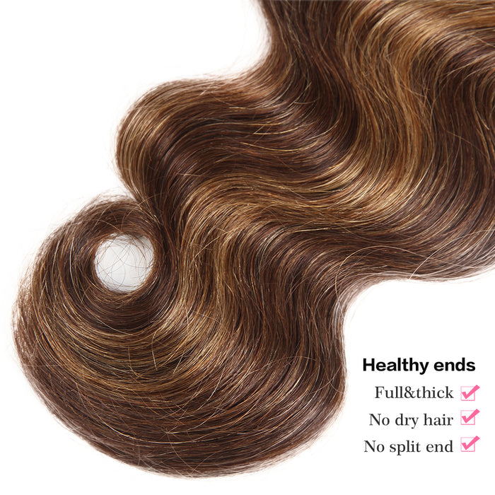no split end brown blonde piano highlight body wave human hair bundles
