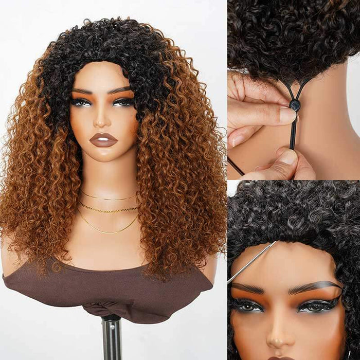 qvr twist curly human hair half wigs, ombred color