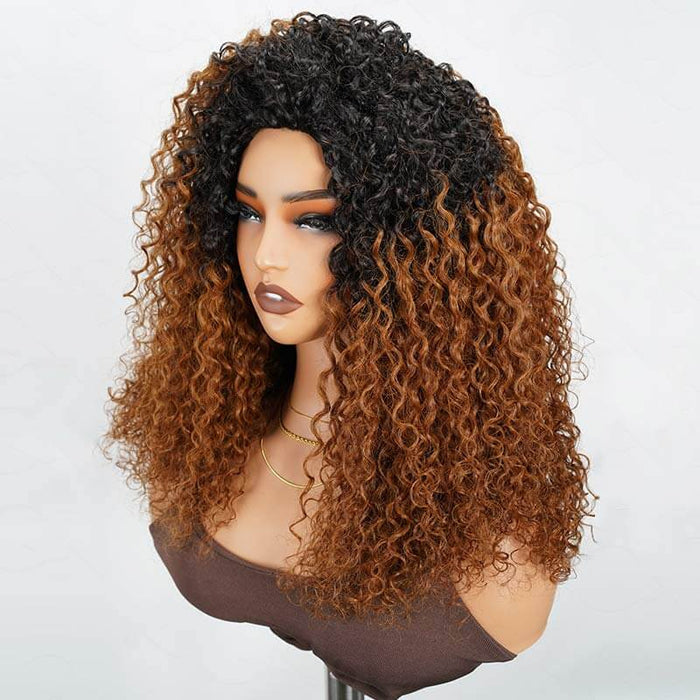 ombred brown glueless natural human hair wigs for women